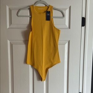 Abercrombie & Fitch Yellow Bodysuit with High Neckline